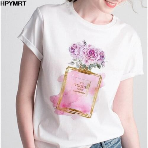 2020 New summer T shirt Women Fashion perfume print T-shirt Harajuku aesthetics T-shirt female tops T Shirt aesthetics clothing