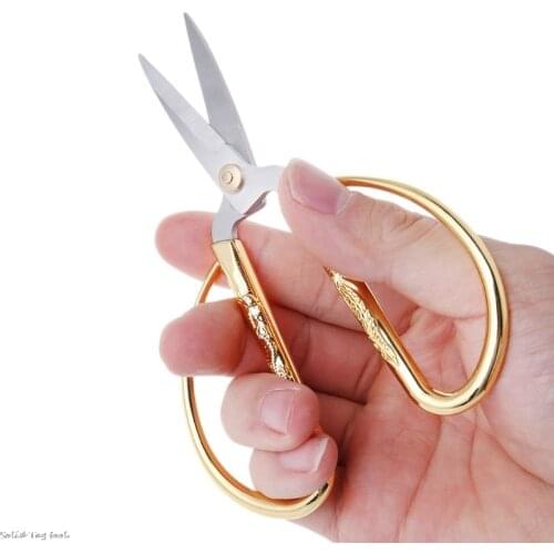 Carved Gold Tone Dragon Metal Handle Bonsai Scissors Stainless Steel Bonsai Scissor Hand Tool Cutting Tools For Kitchen Home