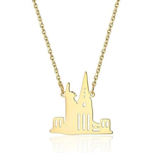 RIR Statue Of Liberty Necklace Fashion New York City USA America Freedom Jewelry Chrysler Building NYC Skyline Necklaces