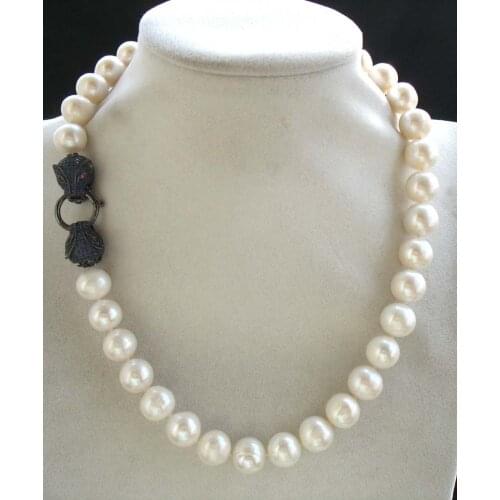 Freshwater pearl white near round 9-10mm necklace 18inch FPPJ wholesale beads nature