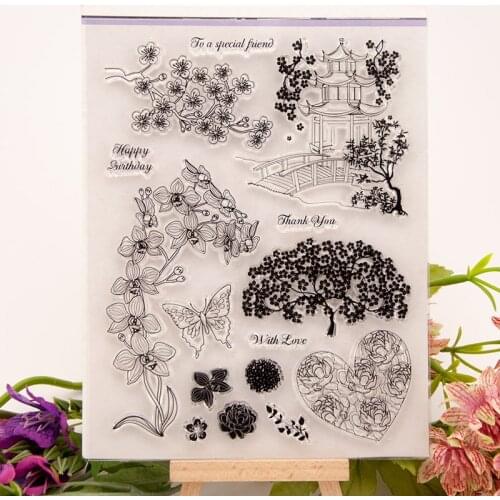 Love Heart Flower Clear Stamp for Scrapbooking Transparent Stamps Silicone Rubber DIY Photo Album Decor Arts Crafts