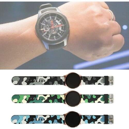 20/22mm Camo Printing Watch Band Silicone Sport Wrist Strap for Samsung-Galaxy Watch 42mm/46mm Gear S2 S3