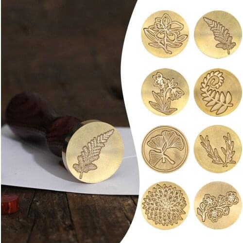 Retro Stamp Plant Flower Maple Palm Ginkgo Leaves Coconut Tree Sealing Wax Seal Stamp Post Wedding Decorative Stamp