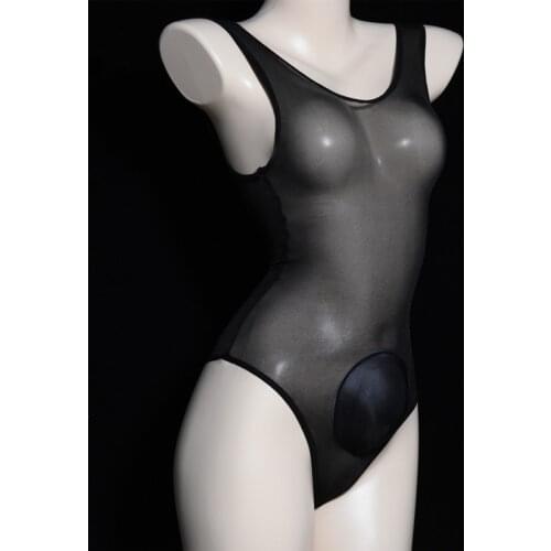 Sexy Men Oil Gloosy U Convex Pouch Underwear Bodysuit Cock Open Sheath Sleeve Sexy Tight Sleeveless Bodyhouses Male Gay Wear