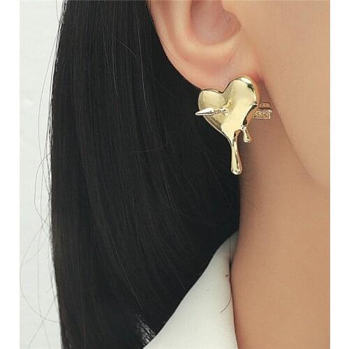 New Design Melting Love Heart Earrings For Women Girls Fashion Personality Geometric Stud Ear Jewelry Party Gifts 1 Piece