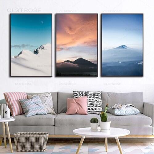 Nordic Scenery Posters and Print Fog Mountain Landscape Canvas Painting Modern Home Decoration Wall Art Pictures for Living Room