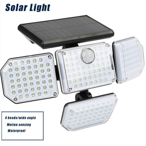 4 Heads LED Solar Light Outdoor Street Garden Wall Lamp Solar Waterproof Adjustable Wide Angle For Garden Home Lighting