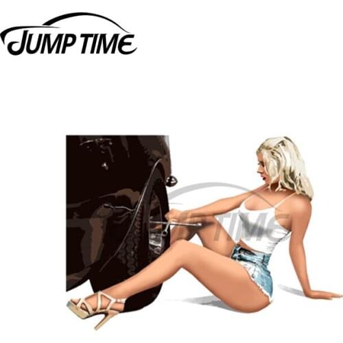 Jump Time 13 x 8.9cm For WEEL PINUP Sexy Car Stickers and Decals Anime Waterproof Custom Printing 3D Vinyl Material Decor