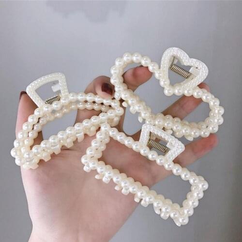 Claw Elegant Hair Accessories Imitation Pearl Ponytail Holder Large Jaw Clip for Hair Styling