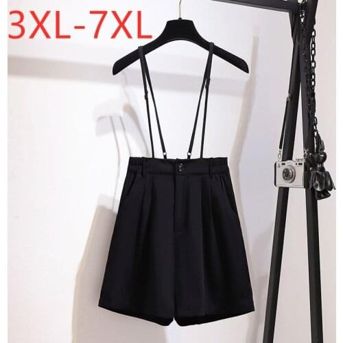 New 2021 Ladies Summer Plus Size Short Rompers For Women Large Casual Black Cotton Pocket Jumpsuits 3XL 4XL 5XL 6XL 7XL