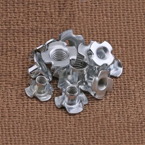 10/20Pcs Galvanized Steel T Nut Speaker Furniture Four Claws Enchase Inlaid Embedded T-nut M3 M4 M5 M6 M8 M10 1/4-20 *DT425-431