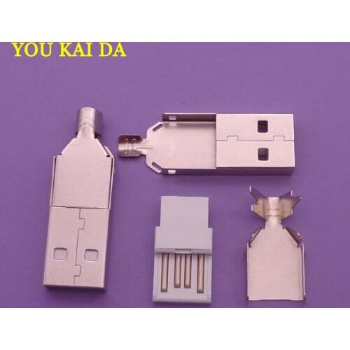 5sets USB 2.0 Type A Welding Type Male Plug Plated Connectors usb-A Tail Socket 3 in 1 DIY Adapter