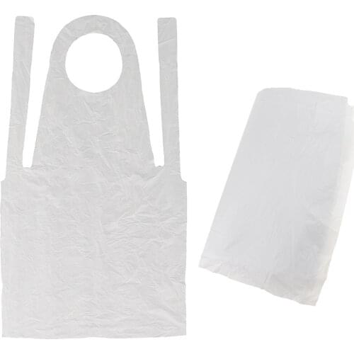 100pcs Clear PE Disposable Apron Kitchen Cooking Aprons Adults Bib Aprons