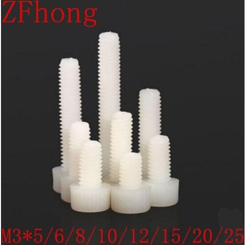 1000pcs wholesale DIN912 M3*5/6/8/10/12/16/20/25 white nylon hex socket cap head screw