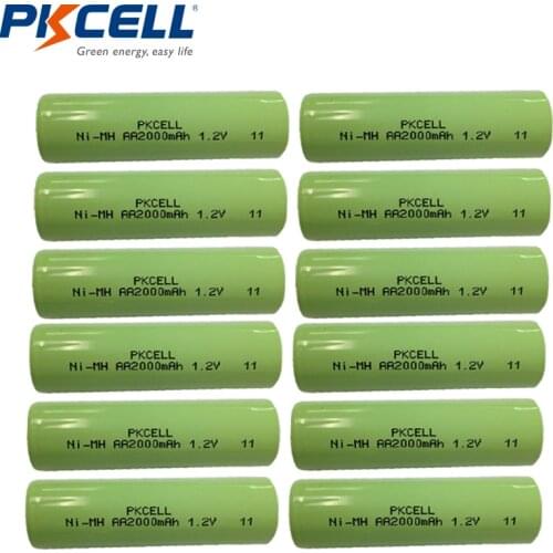 12pcs NI-MH AA 1.2V Battery Rechargeable Batteries Batteria 2000mAh Industrial Package Flat Top Point