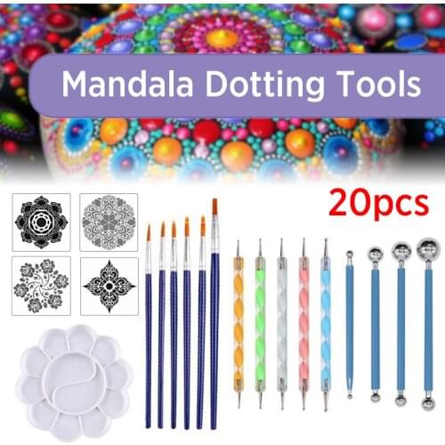 20Pcs DIY Art Clay Pottery Tool Set Handwork Craft Clay Painting Stencil Art Pottery Embossing Stylus Mandala Dotting Tool Kit