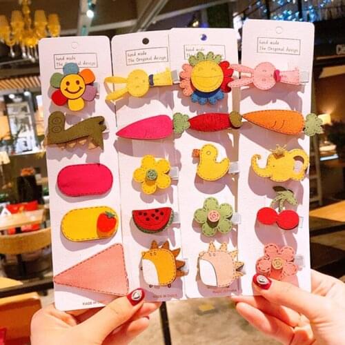 5pcs/set Cute Rabbit Flower children Hairpin Cartoon Kids Girls Hair Clips Accessories Bow Princess Barrettes Hairgrips headwear