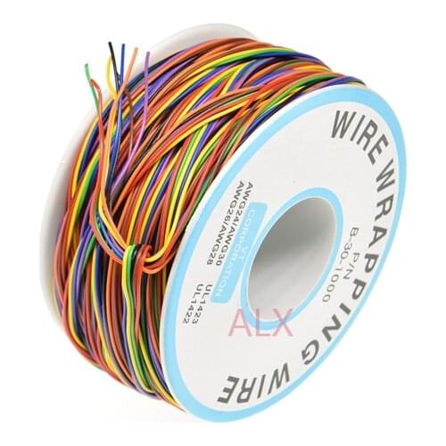 8colors P/N B-30-1000 30AWG COLORED Wrapping Wire Jumper Cable Flexible PVC Electronic conductor Wire Connector FOR PCB