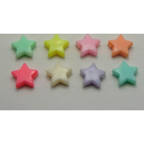 100 Mixed Pastel Color Acrylic Star Beads Charms 14mm