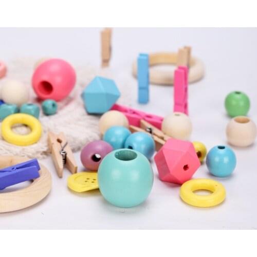 Natural Wood Beads Wooden Ring Eco-Friendly Unfinished Round Balls Lead-Free Charms perle en bois Macrame Accessories