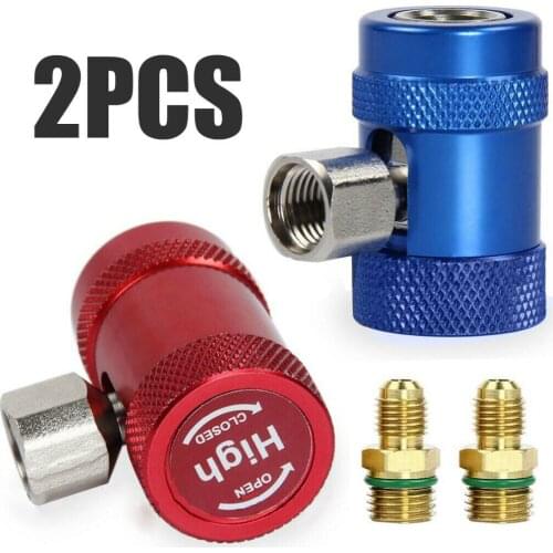 2pcs Brass+Metal R1234yf Quick Connector Adapter Air Conditioning Refrigerant Adapter For AR Refrigeration Systems Fluoride