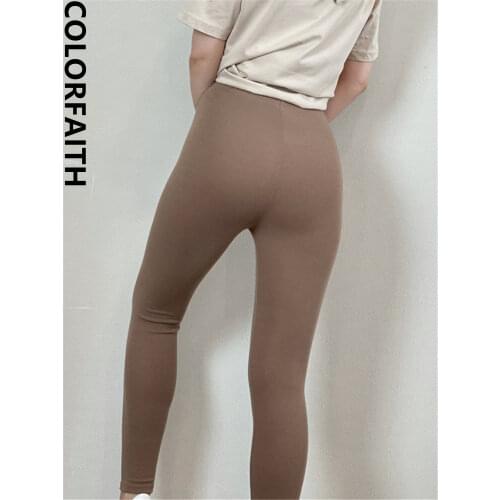 Colorfaith 2021 New Spring Autumn Woman Leggings Elasticity Push Up High Waist Thrilling Fitness Lady Slim Wild Jeggings Le22116