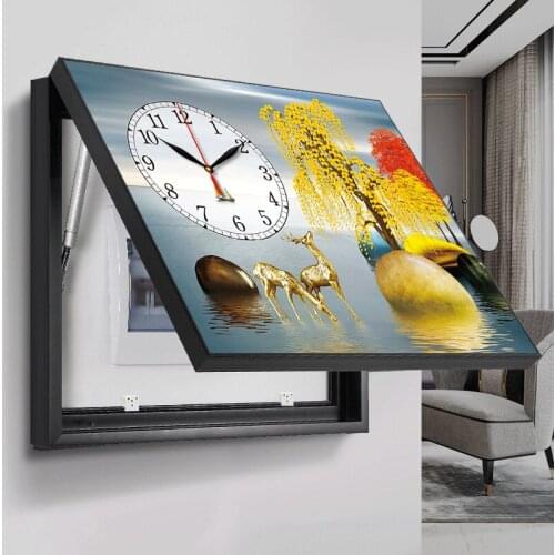 Decorative painting of power distribution box hanging painting with clock and watch creative switch switch box mural