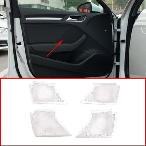 For Audi A3 2014-2020 Stainless Steel Inner Door Handle Speaker Net Cover Sticker Car Accessories