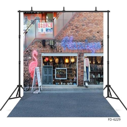 Brick Wall Shop Sign Street Photographic Backdrop Vinyl Cloth Fond Background Photo Studio for Baby Children Portrait Photocall