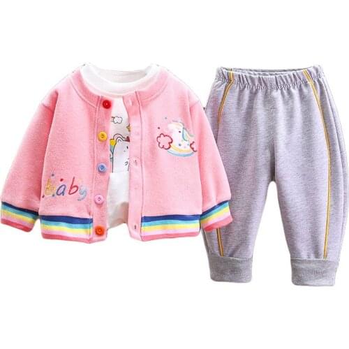 Baby Girls Clothing Three-piece Suit Girls Spring and Fall Cardigan Set Thanksgiving Outfits for Girls Clothes for Toddler Girls