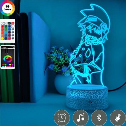 Creative 3D Table Lamp Anime Night Light LED Soul Eater Nightlight Party Hotel Decor Fans Kids Halloween Gift Bluetooth Base