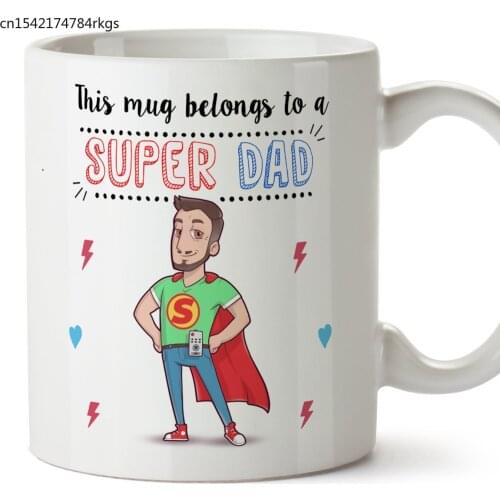 Mugs for Dad This Mug Belongs To A Super Dad Breakfast 11 Oz Ceramic Coffee Tea Mug