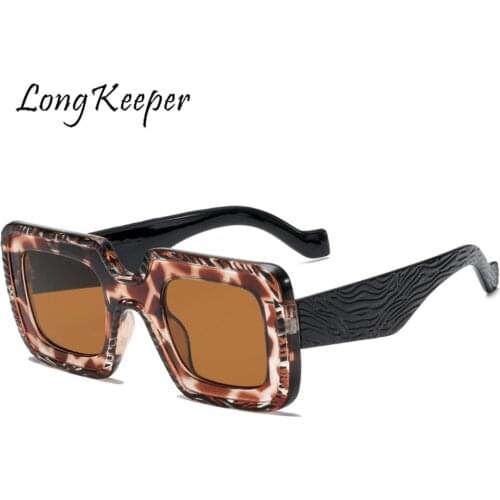 LongKeeper Thick Frame Square Sunglasses Women Fashion Punk Sun Glasses Brand Designer Vintage Eyewear Lunette De Soleil Femme