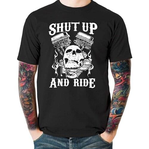 Biker T-Shirt Motorcycle Rally Skull Bones American Built Engine men 2019 New Short Sleeve Hipster Male Tees