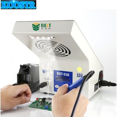 Latest Design Multi-funcational 3 in 1 LED light Soldering Smoke Absorber Soldering Iron Station BST-938 220V/110V