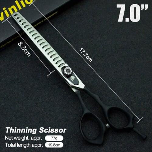 7" Pet Dogs Gromming Scissors Thinning Shears Sharp Edge Animals Cat Shark Teeth Cutting Stainless Steel Barber Cutting Tools