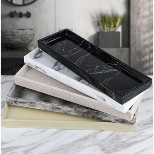 Nordic Imitation Marble Resin Tray Bathroom Storage Tray Rectangular Jewelry Storage Tray Kithen Tray Dish Dispenser Luxury Tiss