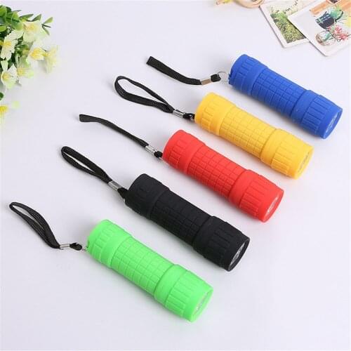 100pcs/lot Portable Mini 9 LED Flashlight Torch Lamp Outdoor Camping Hiking Fishing Lighting