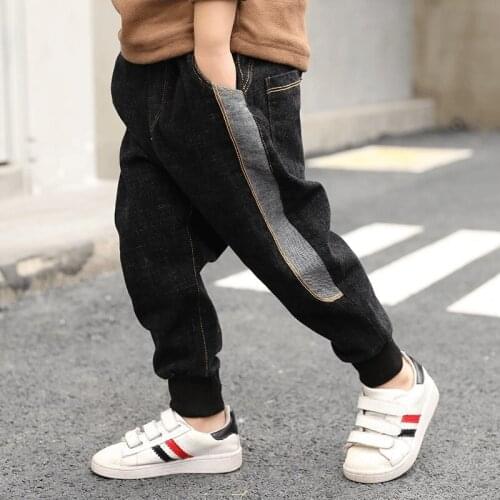 Leisure Jeans For Boys denim Pants Daily Matching Jeans Autumn Winter Warm Loose Pants Kids Clothing Baby Boy Spring Child Wear