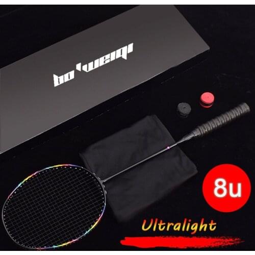 8U Professional 100% Carbon Badminton Racket 24-30lbs G5 Ultralight Offensive Racket Badminton Racquet Padel Training Sports
