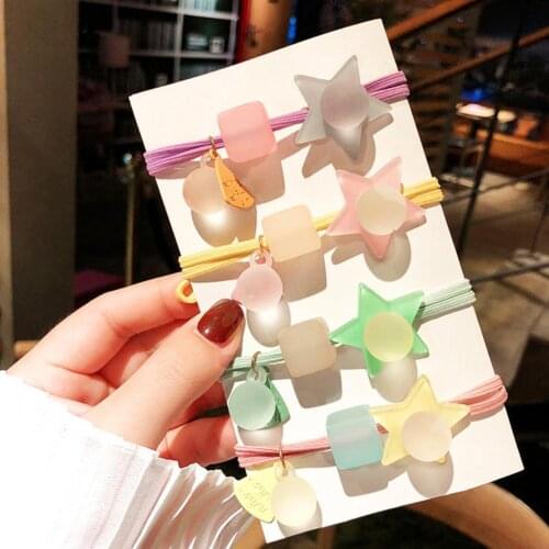 5Pcs/Set Tight Geometric Star Colorful Bead High Elastic Hair Bands Hair Ties Women Hair Accessories Supplies резинки для волос