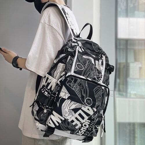 Harajuku Girl Male School Bag Female Graffiti Print Men Backpack Women Book Boy Bag Nylon Ladies Fashion Laptop Backpack Student