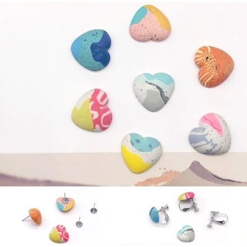 Diy hand-made color-painted soft pottery love earnail material art ear accessories mobile phone shell patch
