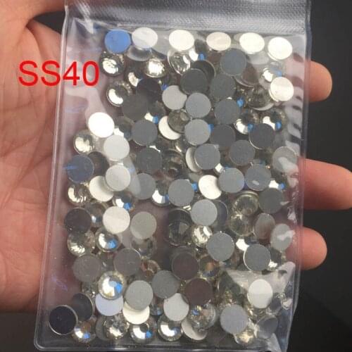SS40 144PCS/BAG Clear Crystal non HotFix FlatBack Rhinestones Crystal non HotFix glitters glued garment shoes crystal stone