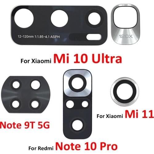 2PCS Camera Glass Lens With Sticker Adhensive Replacement Parts For Xiaomi Mi 10T 10 11 9 9T Se Note 10 Pro Note10 Lite Poco X3