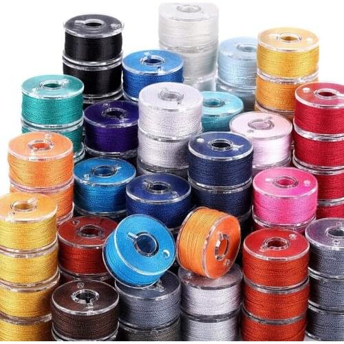Prewound Thread Bobbins with Bobbin Box for Brother/Babylock/Janome/Elna/Singer Quilting Sewing Accessories, 25 Colors, 25 pcs