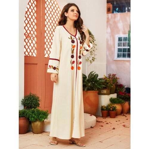 Embroidery Eid Muslim Abaya Dress Women Hijab Dresses Jilbab Turkey Islamic Vestido Ramadan Kimono Moroccan Kaftan Arabic Elbise