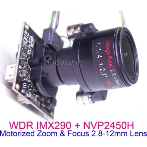 WDR 1080P AHD Motorized 2.8-12mm Zoom & Auto Focus Lens 1/2.8" STARVIS IMX290 sensor + NVP2450 CCTV camera module board