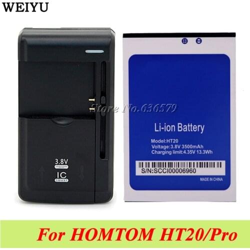 1LOT=1PC For HOMTOM HT20 For HOMTOM HT20 Pro Battery Batterie Bateria Accumulator AKKU 3500mAh +1PC Universal Dock Charger