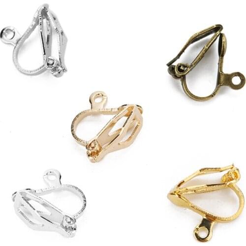 100pcs/lot 13mm no Piercing Earrings Clips with Circle Blank Base Settings Gold Silver Ear Clips Craft for DIY Jewelry Making